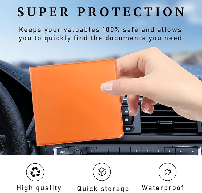 4 PCS Car Registration and Insurance Holder, 10.6''×4.8'' Essential Auto Card Glove Box Organizer with Closure, Vehicle Interior Accessories Perfect for Documents, Cards
