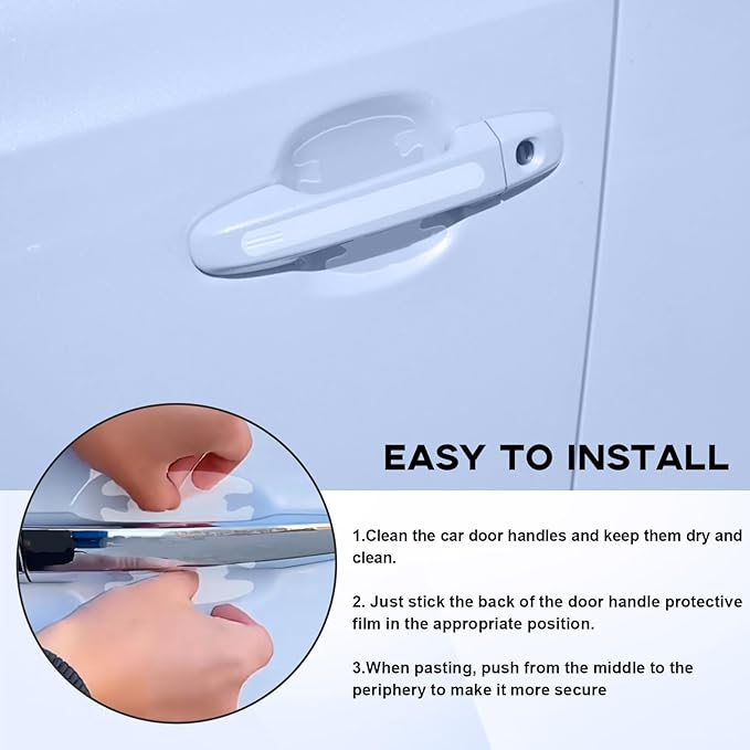 8PCS Waterproof Car Door Handle and Rear View Mirror Scratch Protector Sticker, Transparency Anti-Scratches Cup Protector, Non-Marking Car Door Protector, Universal for Most Car (Transparent)
