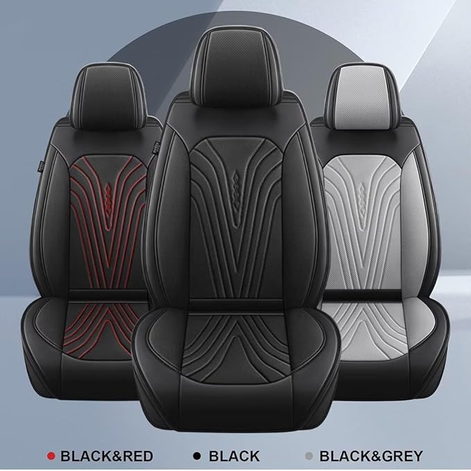 DISUTOGO Front Seat Covers Fit for Nissan Versa 2018-2025 Waterproof Faux Leather Automotive Cushion Protector Car seat Covers Compatible Airbag(2 Seats, Black)
