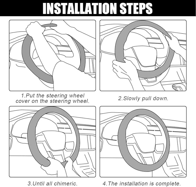 Car Steering Wheel Cover, Soft Odorless Silicone Steering Wheel Protector, Anti-Slip Auto Steering Wheel Cover Universal Fit 14 Inch, Vehicle Interior Accessories for Cars SUVs Trucks (Black)