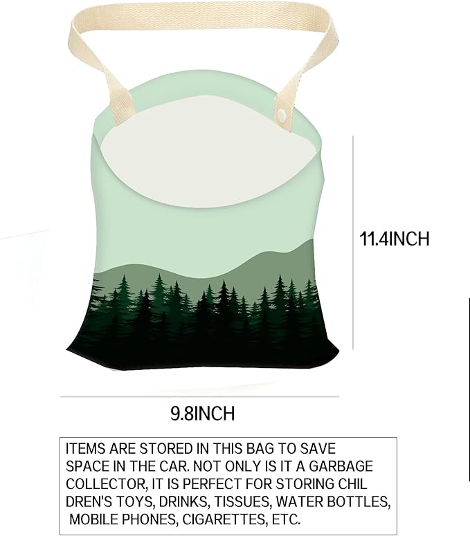 ANKVRP Car Garbage Can, Hanging Car Trash Can Bag for Vehicle, Travelling, Camping, Cute Car Back Seat Organizer, Dark Mountain