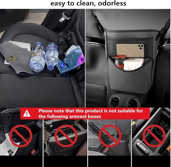 Tumecos Car Handbag Holder Between Seats Car organizer for Center Armrest Box Car Storage Bag Pocket Handbag Purse Holder for Storage Large capacity multifunctional wear resistant(Gray)