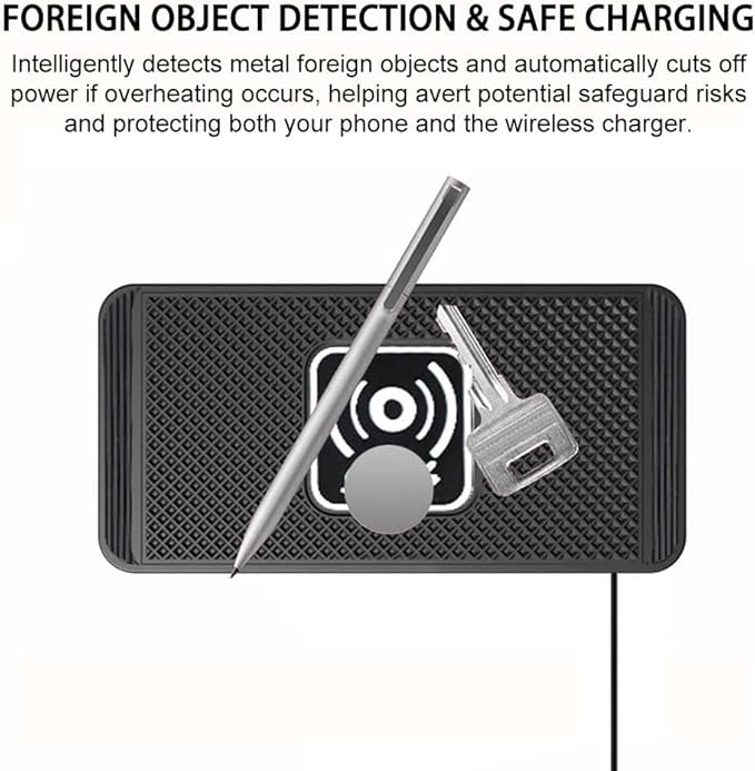 Wireless Car Charger Pad for Audi Q7 2007-2015 2017-2026, Type-C/USB 15W Car Wireless Charger Non-Slip Cordless Charging Mat Car Accessories, B-30cm Type-C Interface