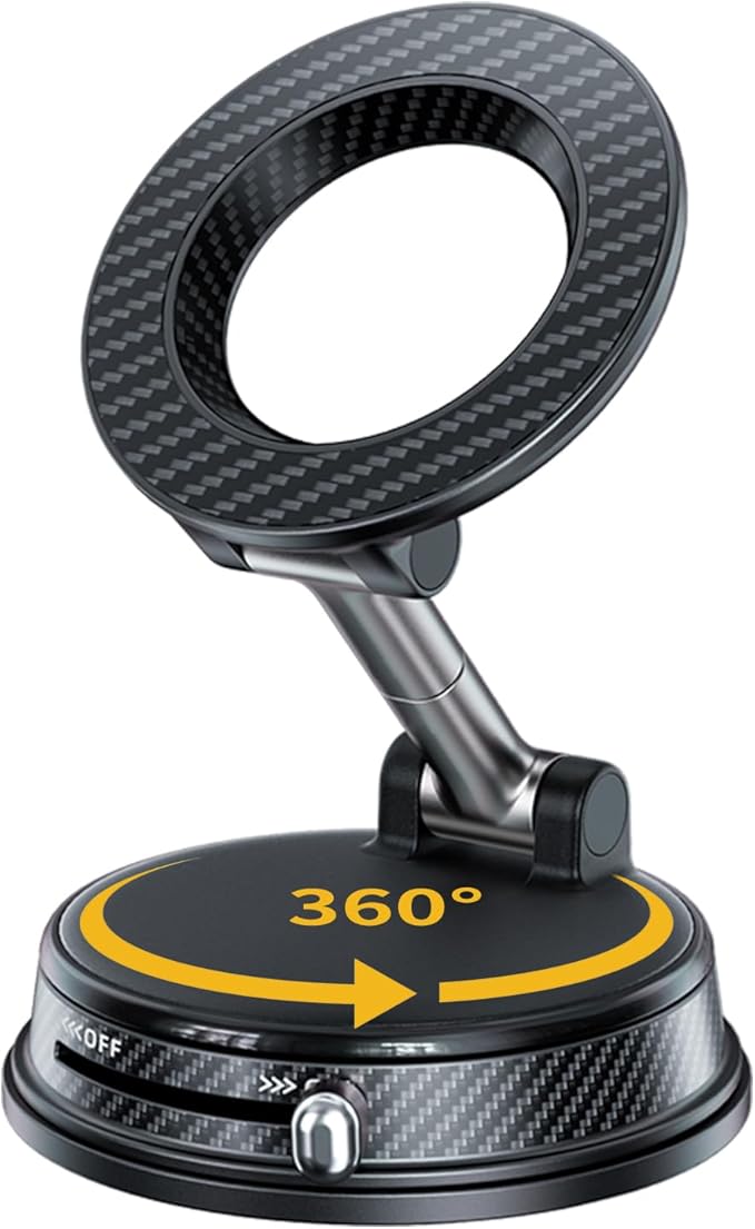 UEEMEE Vacuum Magnetic Phone Holder for Car, Magsafe Car Mount 360 Adjustable Vacuum Suction Cup, Phone Mount for Car Accessories/Windshield/Mirror/Kitchen/Gym for iPhone 17 Pro Max 16 15 14 13