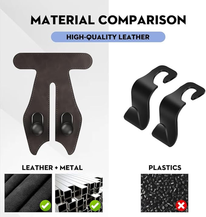 NHHEO Car Hook for Co-Pilot Glovebox, Universal Vehicle Glove Box Organizer for Umbrella Handbag Coat(Brown)