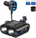 Cigarette Lighter Splitter 12V Plug 2-Socket with PD 65W Port, Car USB Charger Multi Port 300W 12V/24V Adapter with Voltage Display and 15A Fuse for All Car Devices, DC Outlet Car Accessories