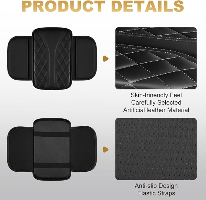 Center Console Cover Fit for Tacoma Scratch & Wear Resistant Waterproof Middle Console Cover with 2 Storage Bags(Black)