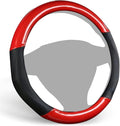 ALEMODR Premium Red Carbon Fiber Leather Steering Wheel Cover Universal 15 inch,Stylish Protection for Your Wheel