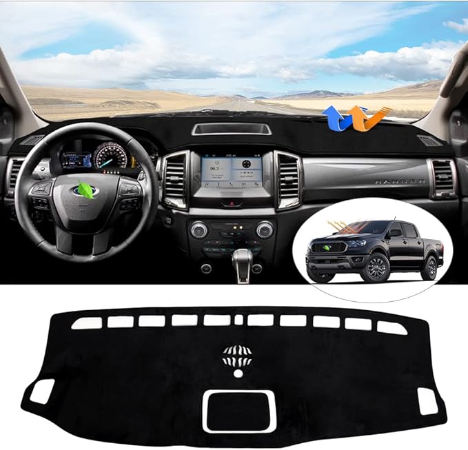 CARTIST Dash Cover Fits for Ford Ranger 2019 2020 2021 2022 (Without HUD), Dashboard Cover for Ranger Accessories, Dash Mat Anti-Slip Silicone Back