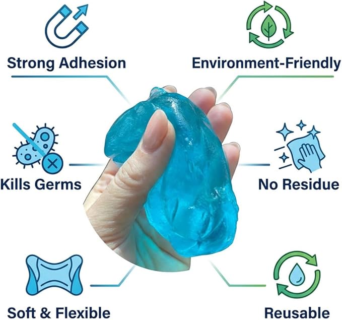 4PCS Car Cleaning Gels, Universal Automotive Air Vent Dust Cleaning Putty, Reusable Auto Interior Detailing Slime Supplies, Fit for Dashboards, Cup Holders (Blue)