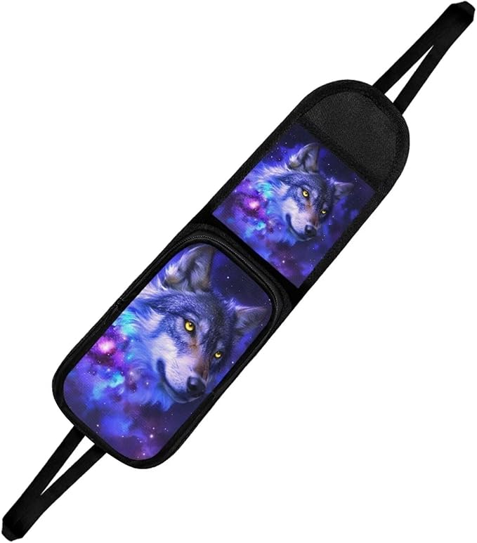 Galaxy Wolf Car Seat Storage Hanging Bag Front Seat Side Organizer Bag for Mobile Phone Sunglasses Holder Multi Pocket Car Organization Accessories