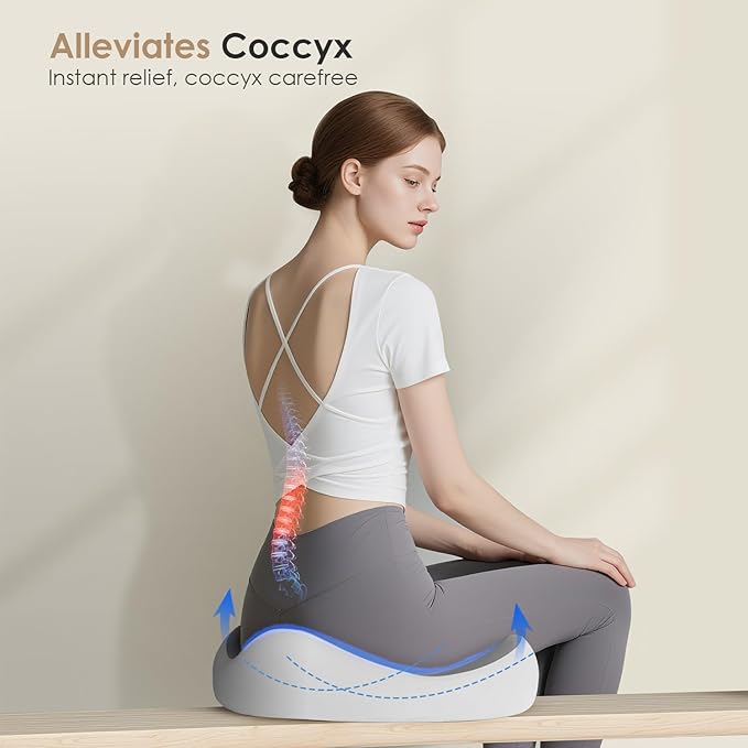 FLORICH Car Seat Cushion for Driving, Memory Foam Seat Cushion for Car Office Chair, Ergonomic Office Seat Chair Cushion for Sciatica Pain Relief, Larger Car Seat Cushion for Trunk - Gray