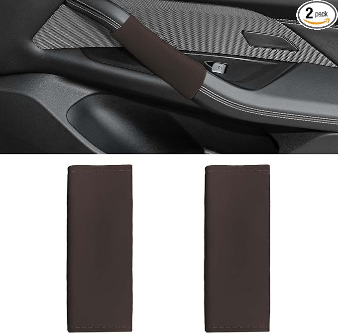 2PCS Car Grab Handle Cover, Anti-Scratch Auto Inner Front Rear Door Pull Handle Cover, PU Leather Door Grip Gloves Protector Auto Interior Decoration Accessories for Car, Truck, SUV (Coffee)