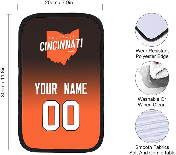 Custom Football Car Armrest Covers Universal Auto Center Console Pad Car handrail Box Cushion Personalized Add Name & Number Fans Gift Fit Suit for SUV Truck Sedan Van
