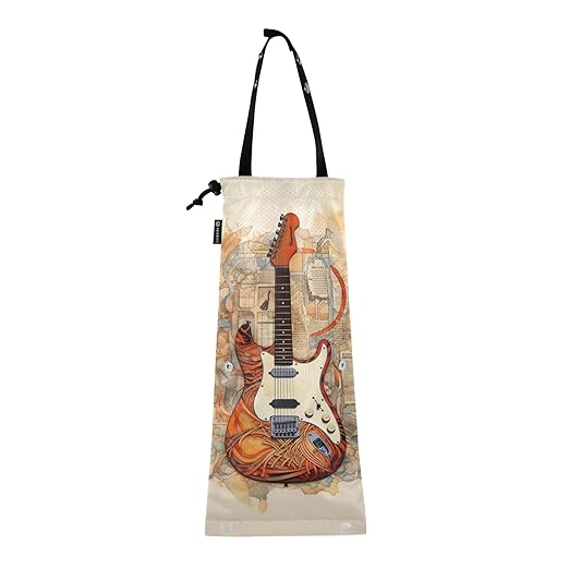 ALAZA Hanging Car Trash Bags Garbage Bag Trash Can for Back Seat Small Guitar Retro Washable Storage Bag Retractable 2 Pack