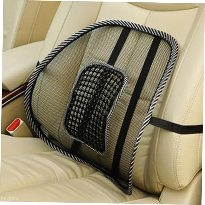 Relaxing Car Seat Lumbar Support Cushion Pad Mesh Back Massager for Office Chairs Cars and Home Use Enhanced Air Circulation for Comfort Black