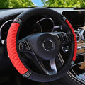 WLERIR Microfiber Leather Steering Wheel Cover with Anti-Slip Lining Universal Car Accessory for Steering Wheel with a Diameter of 14.5-15 inch (Red)