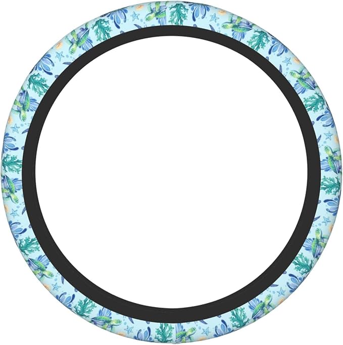 Sea Turtle Steering Wheel Cover Anti-Slip,Sweat Absorption Universal 15 inch Steering Wheel Covers Cute car Accessories for Men Women