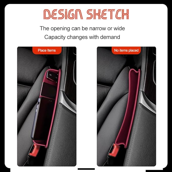 ASUBHA Leather Car Seat Gap Filler Organizer, Car Console Organizer, Cars Seat Catcher Gap Filler with Charging Hole, Multifunctional Cars Organizer Accessories Universal for Vehicles SUVs Trucks