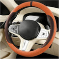 HZEL Car Steering Wheel Cover, Non-Slip Suede Leather Breathable Vehicle Steering Wheel Protector with Inner Ring, Automotive Interior Protective Accessories, Universal Fit (Amber Orange)