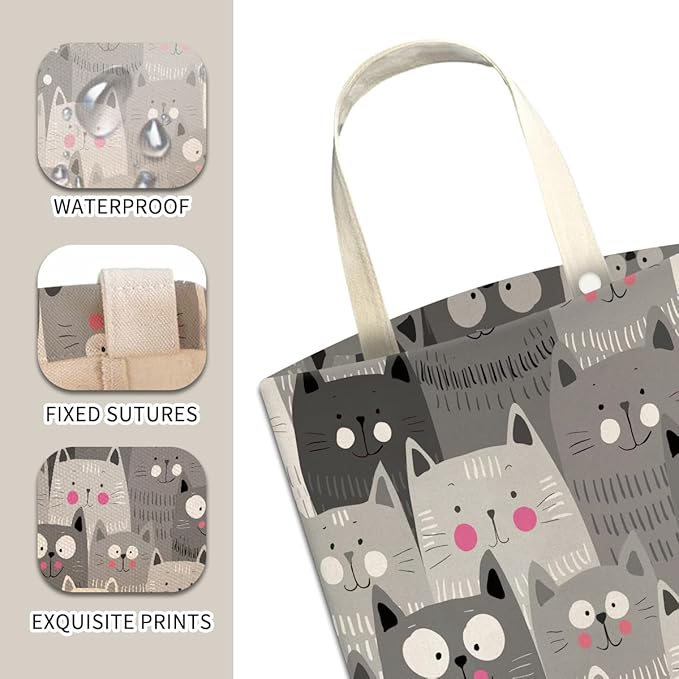 ABUIFDK Cute Car Trash Bag, Hanging Car Organizer and Storage Bag, Trash Bin for Vehicle, Travelling, Camping - Cute Grey Cats