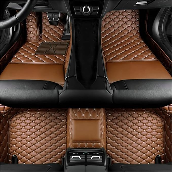 Custom Car Mats All Weather Fit Automotive Floor Mats PU Leather Protector Mat for Most Sedan, SUV, Truck Floor Mats (Brown)