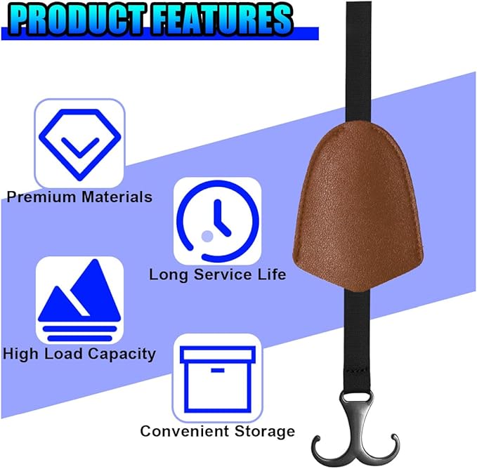 2PCS Car Seat Hooks for Headrest, Leather Car Seat Back Storage Hanger with Double Hooks, Universal Hidden Auto Organization Accessories for Purses, Bags, Umbrellas, Handbags (Brown)