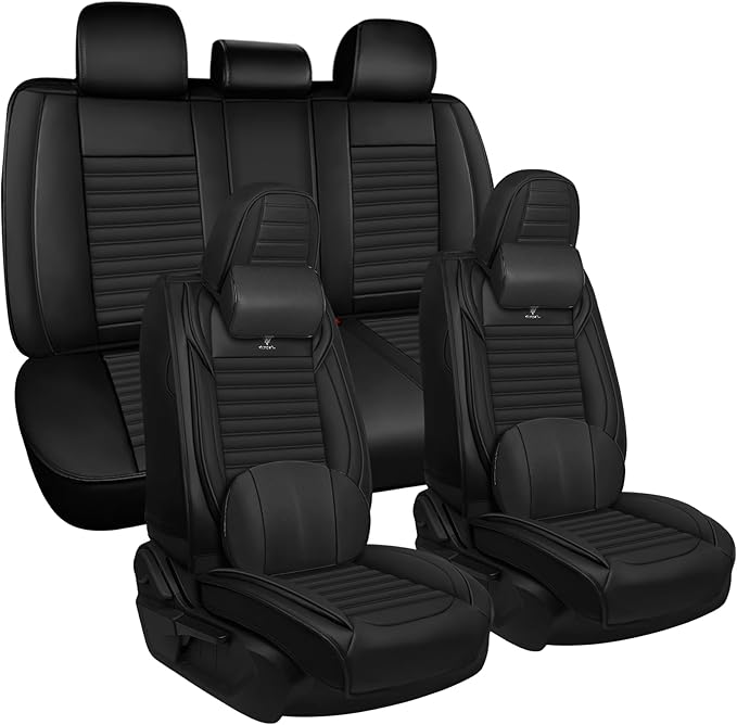 ARTIBY Seat Covers Full Set Custom Fit for Mitsubishi Outlander 2004-2025, Deluxe Waterproof Car Seat Cover, Breathable and Comfortable Leather Cushion Cover, Auto Interior Accessories (Black)