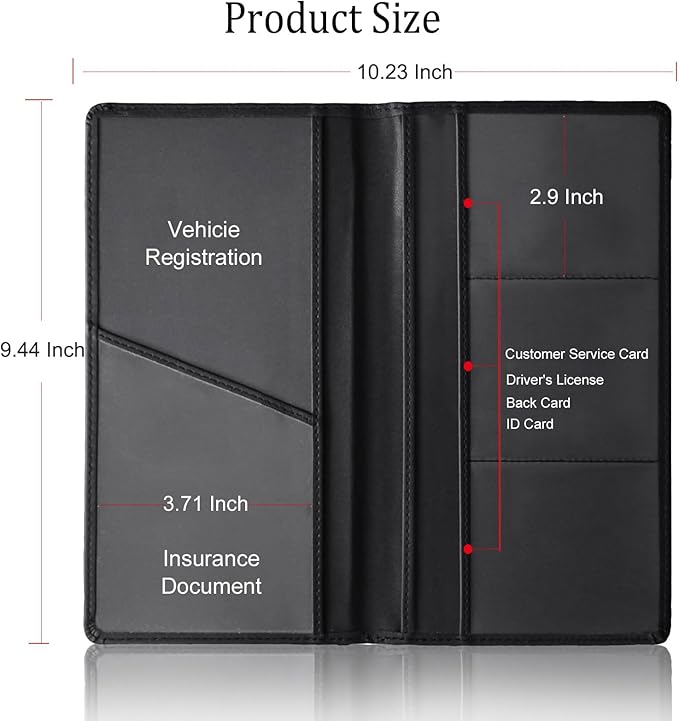 ABSWER Car Registration and Insurance Holder with Magnetic Shut Compatible With Moldel Y Vehicle Glove Box Car Organizer Auto Comparment Accessories Case for Essential Document Driver License Cards