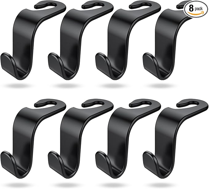 DTDNZKN 8-Pack Car Seat Back Storage Hook, Auto Seat Hook Hangers Storage Organizer Interior Accessories for Purse Coats Umbrellas Grocery Bags Handbag