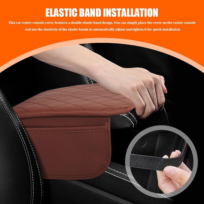 Leopard Cheetah Print African Animal Hunting Auto Center Console Armrest Pad, Car Center Console Cover, Auto Accessories Soft Comfort Armrest Cover Cushion Mat for Most Cars (Brown-K3)