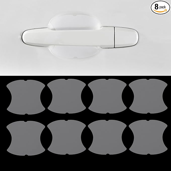 8PCS Car Door Handle Cup Scratch Protector, Car Door Handle Sticker, Scratch Auto Door Protective Film, Car Accessories Car Door Handle Protective Films Universal for Cars (Transparent, 8PCS)
