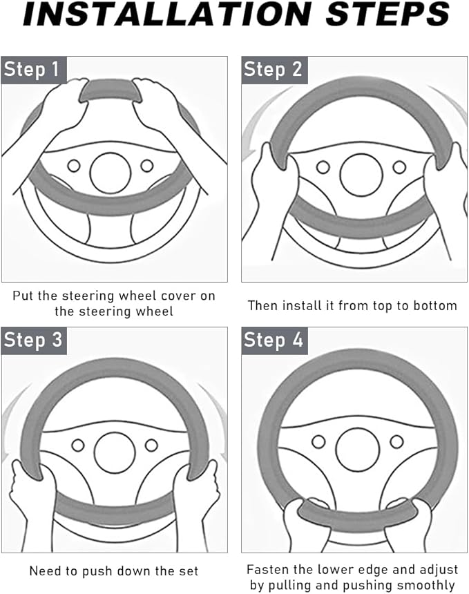 Car Steering Wheel Cover, 15 Inch Carbon Fiber Leather Stitching Color Steering Wheel Protector, Anti-Slip Elastic Breathable Steering Wheel Cover Stylish Decor for Most Cars (Black&Pink)