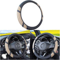 Zipelo Elastic Stretch Car Steering Wheel Cover, Leather Breathable Vehicle Steer Wheel Protective Guard, Anti-Slip Automotive Steer Wheel Protector Accessories, Universal for Most Cars (Beige)