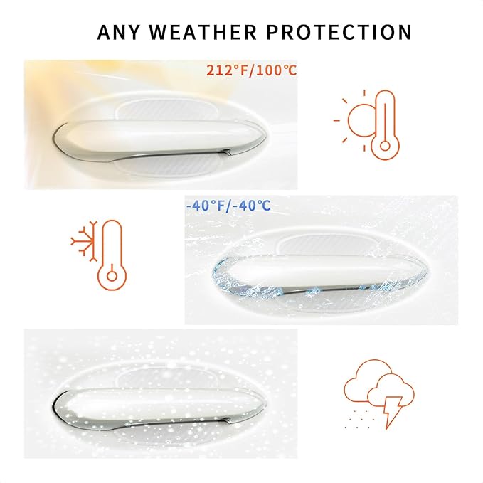TANGSEN 4Pcs Universal 3D Carbon Fiber Texture Automotive Door Cup Handle Recess Paint Protector Cover Scratch Non-Marking Silicone Personalize Pad Sticker (White Translucent,S)