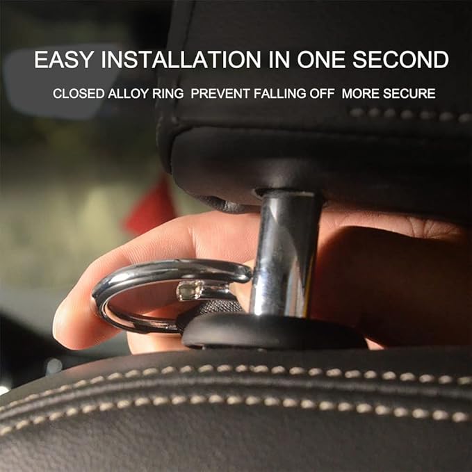 Car Purse Hook for Men Women-Upgraded 3 in 1 Stronger Superior Leather Car Purse Holder Vehicle Seat Headrest Hanger Hooks for Grocery Bag Coats Umbrellas Handbag Car Hooks Car Accessories Interior