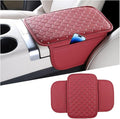Bling Car Center Console Cover, Leather Crystal Rhinestone Vehicle Armrest Cushion Pad with Side Storage Bags, Scratch Resistant Auto Middle Console Protection Mat, Universal Fit (Wine Red)