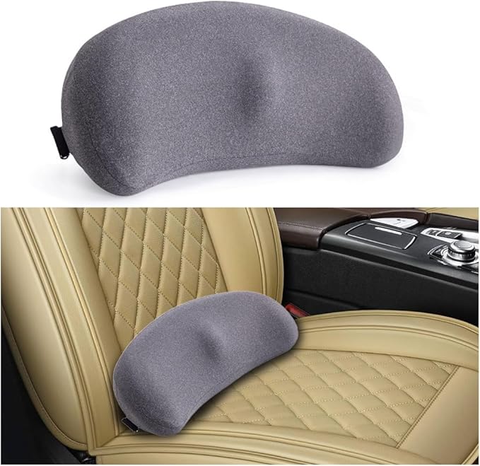 Car Lumbar Support Pillow, Ergonomic Memory Foam Vehicle Seat Back Support Pillow for Sciatica Pain Relief, Comfortable Automotive Seat Cushion Pad, Universal for SUV RV Truck (Gray)