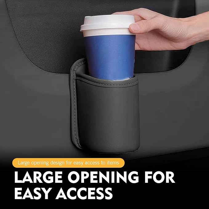 2 PCS Back Seat Cup Holders for Cars, Door Storage Box, Multifunctional Storage Bag Trash Can, Universal for Car Leather Water Bottle Holder, Auto Interior Accessories (Black)