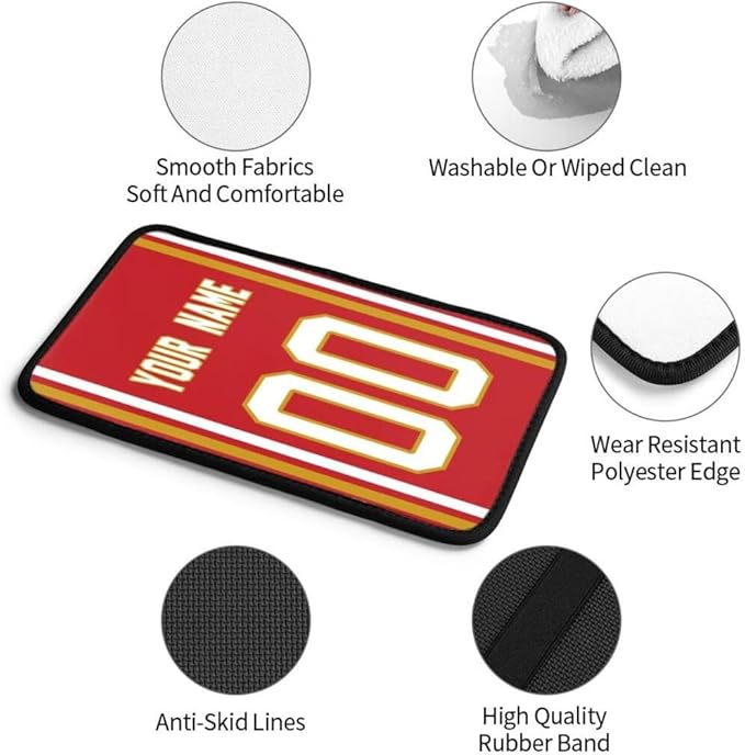Custom Car Armrest Cover,Add Personalized Name and Number As Gifts for Loyal Football Fans,American Football Auto Center Console Pad Car handrail Box Cushion,Fit for Most Car Seat Box Cover Protector