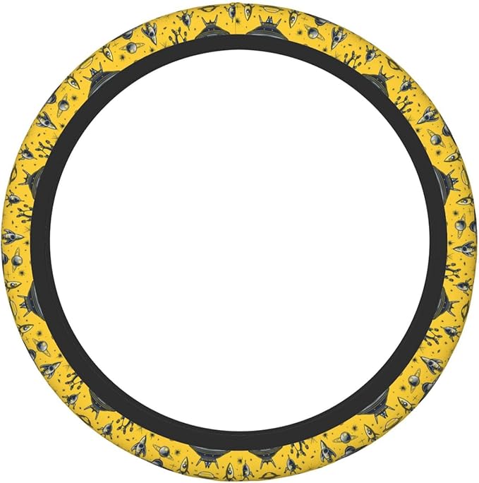 Space and Alien Neoprene Steering Wheel Covers Women Men Car Accessories, Universal 15 Inch Fit Auto, Suvs, Truck