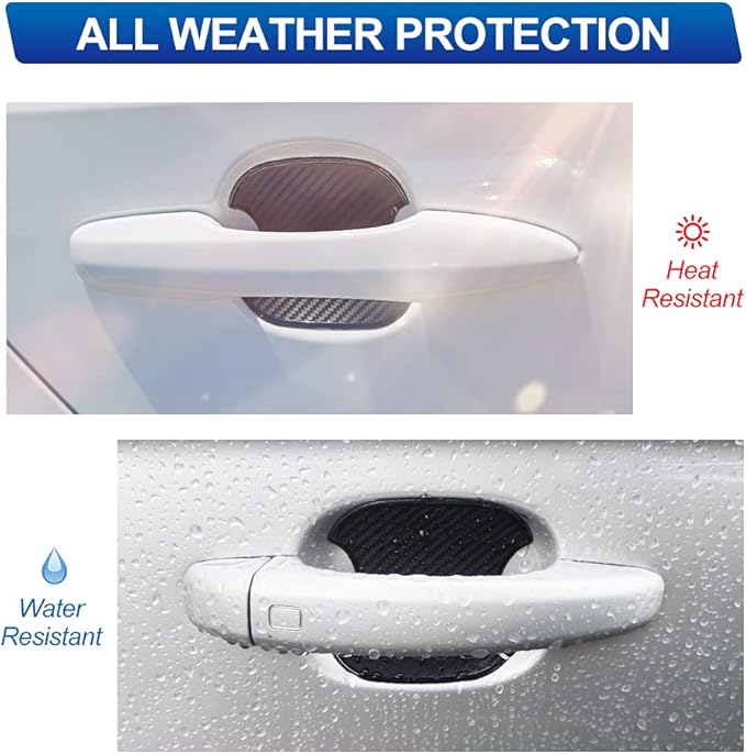 JDMON Car Door Handle Cup Scratch Protector, 4Pcs TPU Carbon Fiber Texture Door Bowl Sticker Universal Fit Door Handle Paint Cover Guard (S)