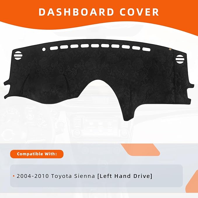 KEYOOG Dashboard Cover Dash Mat Fit for to-yota Sienna 2010-2004 (Without HUD Models),Car Dash Board Mat Anti-Glare Carpet,Non-Slip Pad Sunshield Protector (Flannel)