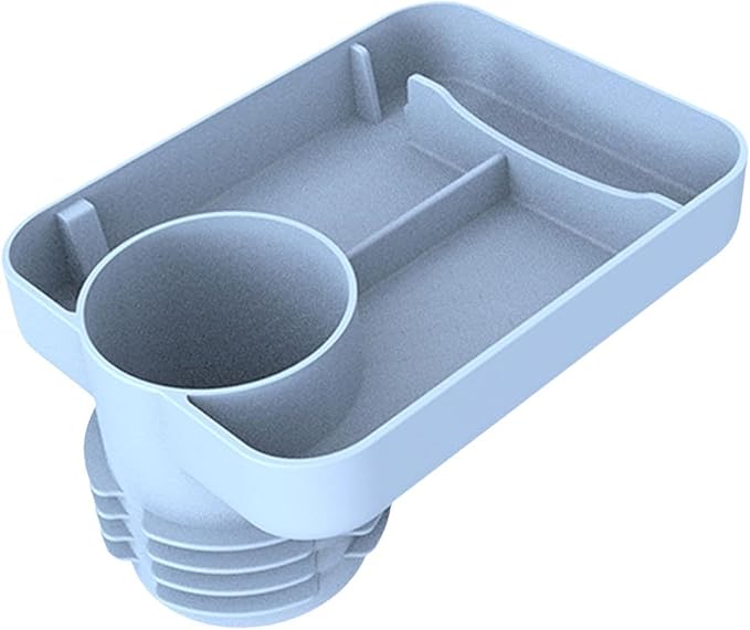 Car Seat Cup Holder Snack Tray - Silicone Food Trays for Travel with Expandable Soft Rubber Base Fits Most Cup Holders Portable Accessories Essentials for Small Fruit, Toys Blue