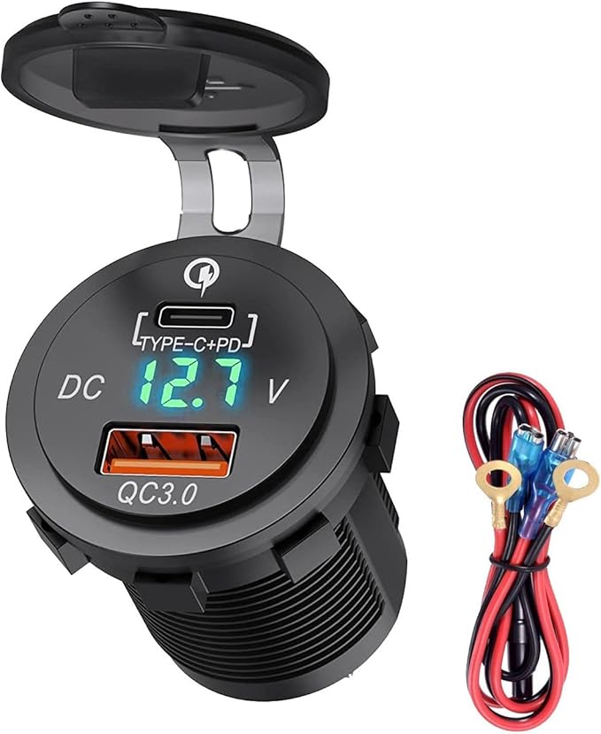 Smart LED Screen Auto with Real-Time Port Flame Retardant Design Intelligent Screen Voltages Monitors Car Charging Rapid USB