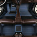 Custom Waterproof Leather Car Floor Mats Fit for Most Car SUV Truck & Sportscar All Weather Protection Vehicles (Dark Blue Stripe)