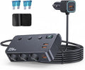 226W Car Charger Cigarette Lighter Splitter, 9-in-1 Multi-Port Car Power Adapter with 3 Sockets, Dual PD USB-C, 4 USB Ports, LED Voltmeter, Fast Charging for 12V–24V Vehicles