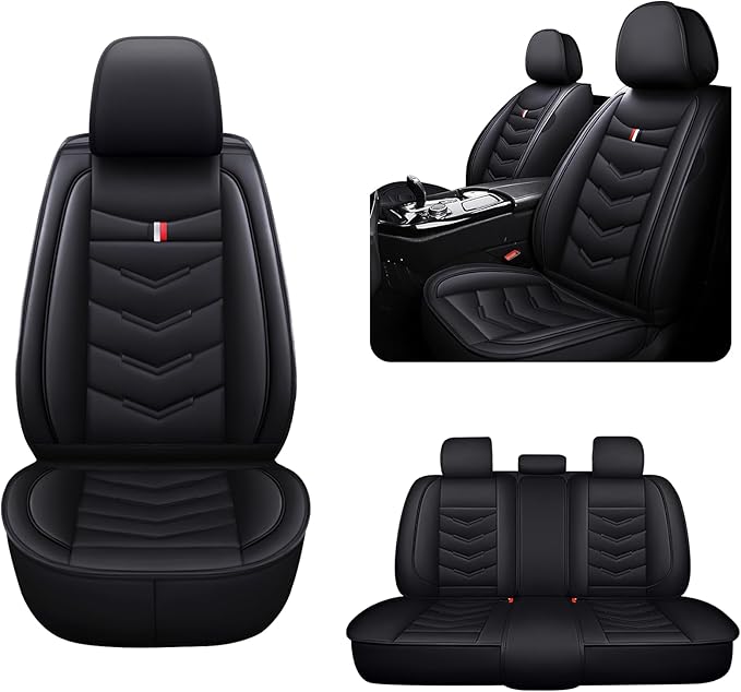 MVRVMV Leather Car Seat Covers for Ford Bronco 2021-2026, Wear-Resistant & Anti-Slip Seat Cover (5 Seat Standard, Black)