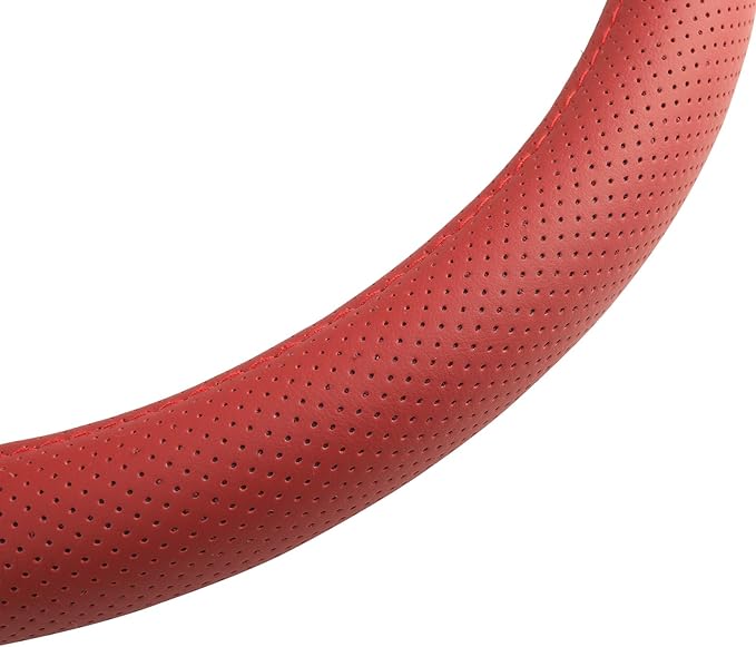 West Llama 3D Texture Steering Wheel Cover for Toyota, Anti-Slip Design, Premium Leather, Custom Fit for 14.5-15 inch, Stylish Interior Decoration(Red+Black-Standard Size)