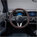 Car Steering Wheel Cover, Anti-Slip Leather Breathable Comfortable Automotive Steering Wheel Cover Protector Decoration for Men and Women, 15 Inch Universal for SUV, Truck, RV（Wine Red）